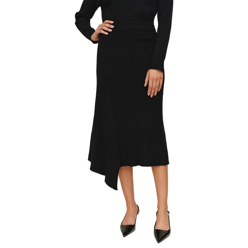 Bella Dahl Womens Asymmetric Hem Wool-Blend Skirt